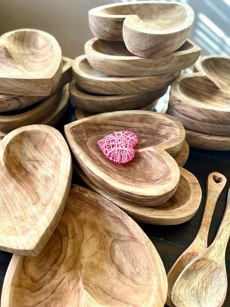 custom engraved wood heart shaped bowl