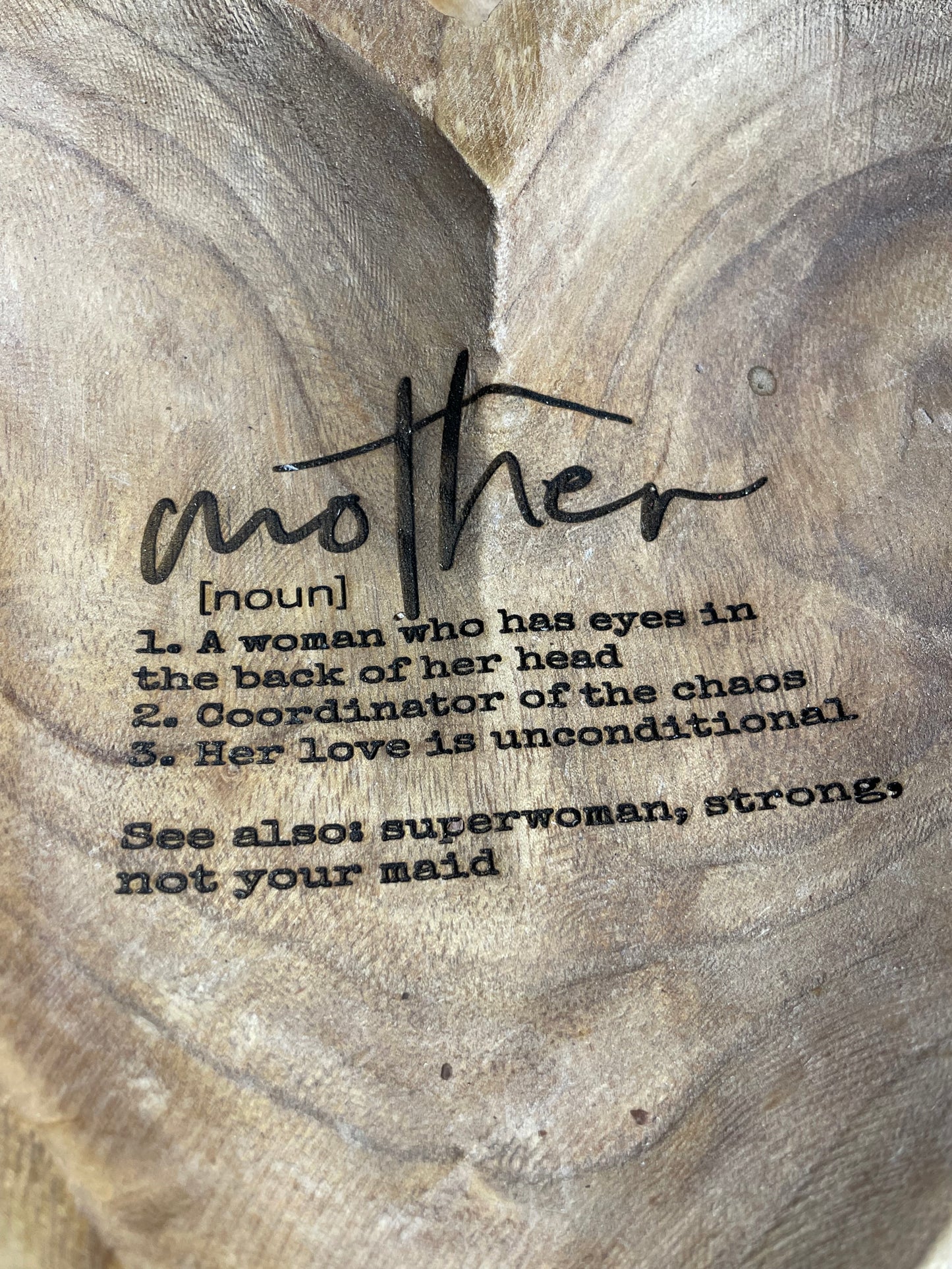 Wood Heart Laser Engraved Catch All with custom Mother’s Day Engraving *FREE SHIPPING