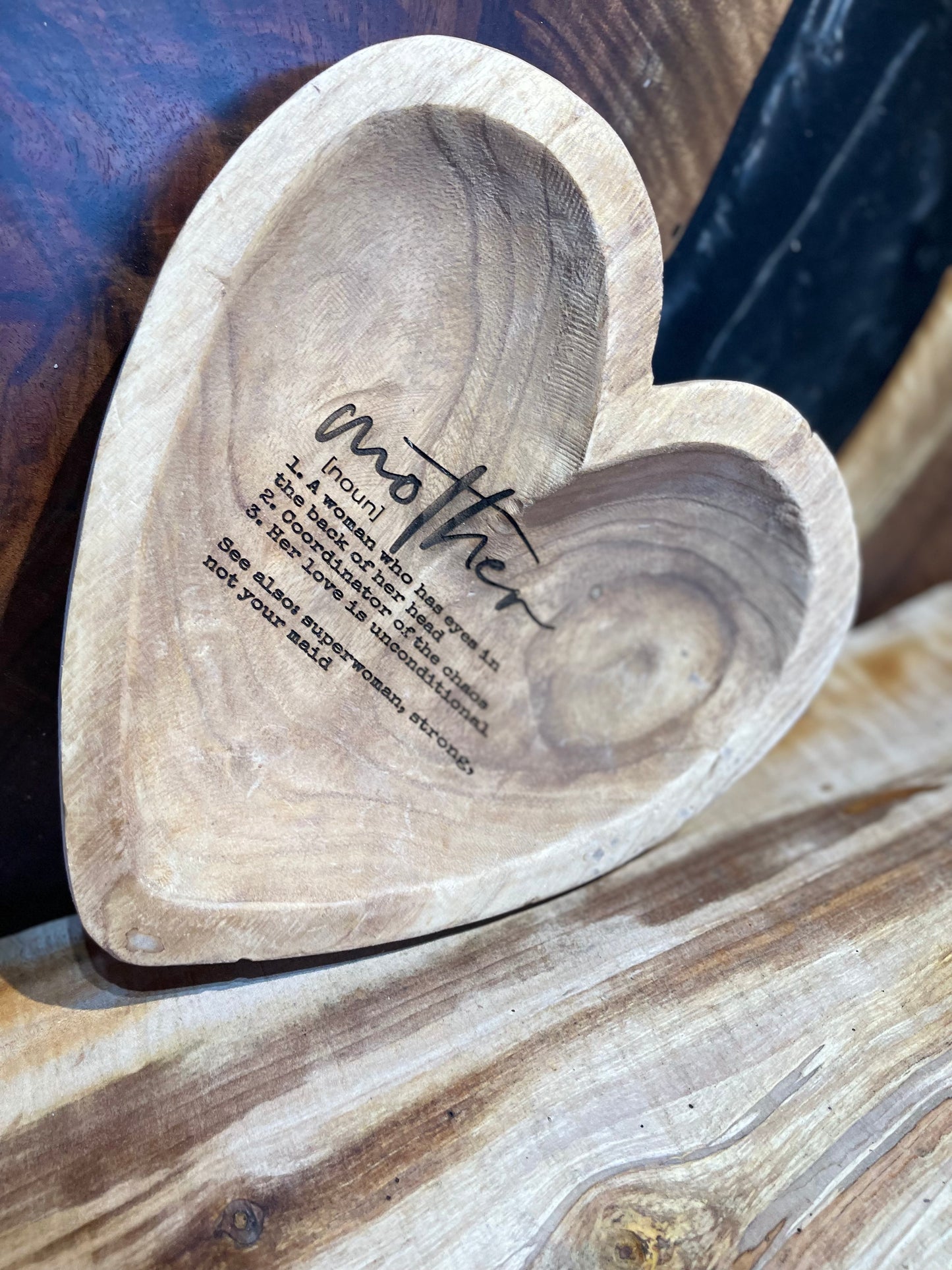 Wood Heart Laser Engraved Catch All with custom Mother’s Day Engraving *FREE SHIPPING