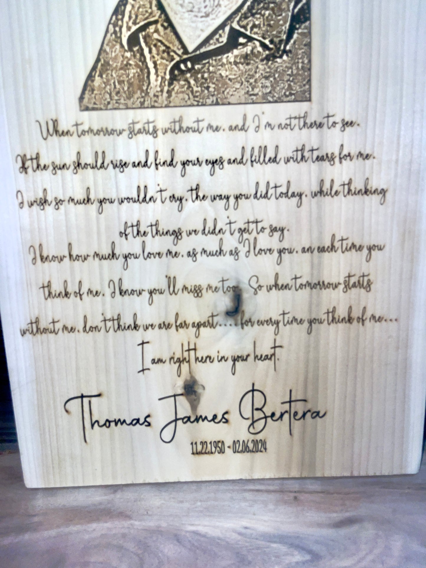 Custom Engraved Memorial on Walnut