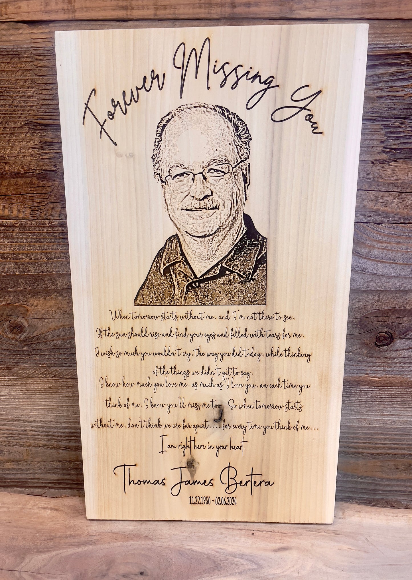 Custom Engraved Memorial on Walnut