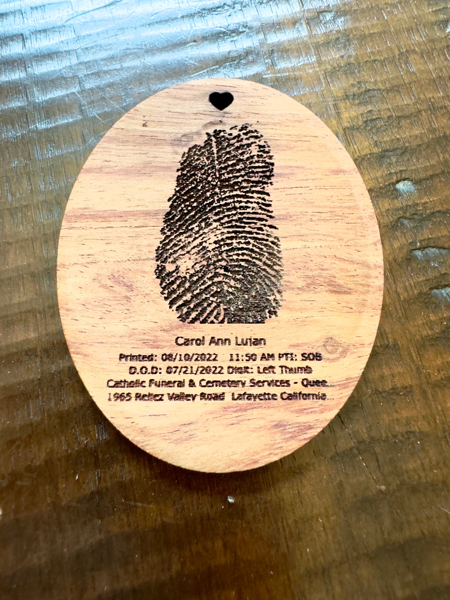 Fingerprint Heart shaped key chain, custom engraved finger print