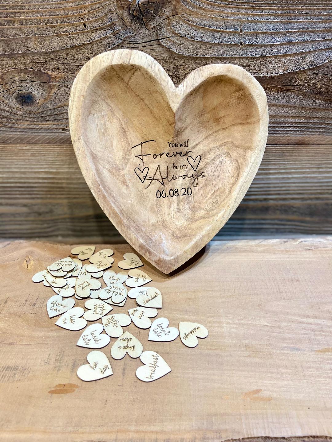 Heart shaped custom engraved dough bowl, prayer bowl, memorial, wedding, anniversary gift